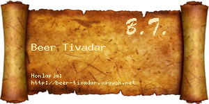 Beer Tivadar névjegykártya